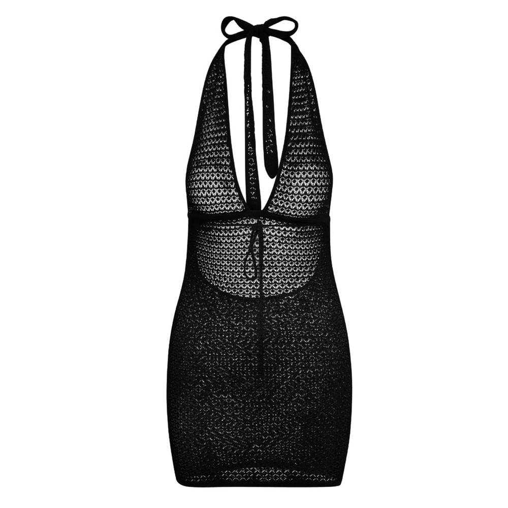 Monday Swimwear CATANIA MINI DRESS - BLACK LACE CROCHET